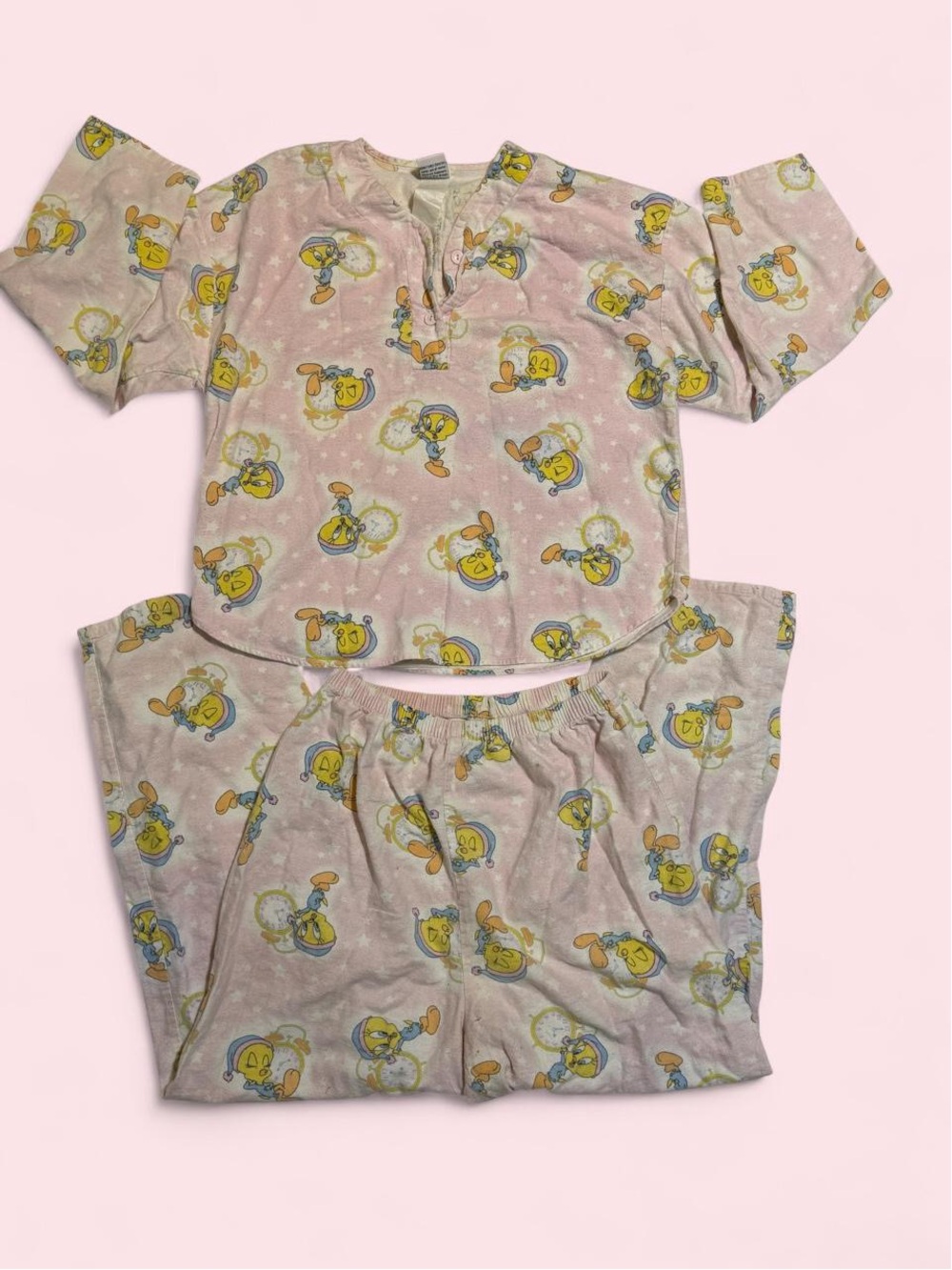 Warner Bros. Vintage Rare 1999 Pink Tweety Bird Pajama Set Women’s M